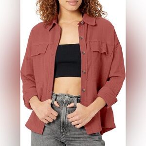 NWT-Unionbay Womens Crinkle Gauze Button Front Shirt JacketBlouse